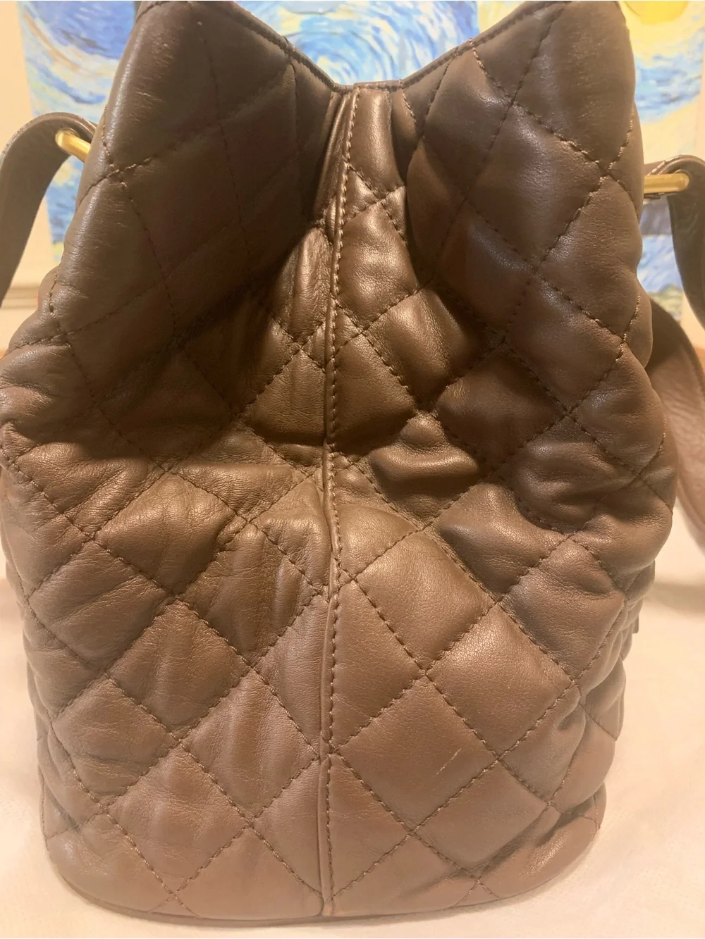 MCM Quilted Brown Leather Shoulder Bag Limited Edition - Picture 8 of 16
